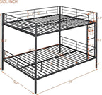Merax Full Over Full Metal Bunk Bed with Ladder and high Guardrail, Able to Split, Storage Space, No Box Spring Needed, Noise Free, Black