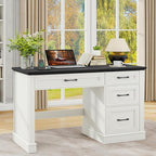 Vabches Farmhouse 47" Executive Desk, Computer Desk with Drawers and File Drawer, Workstation Computer Desk with Charging Station for Home Office, Study,Black.