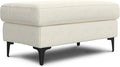 SIMPLIHOME Ava Ottoman in 100% Recycled Polyester Tightly Woven Performance Fabric, Cream, 36-inch Wide, Mid-Century Modern Style Multipurpose Table or Footrest Ottoman, Assembled,for Living Room