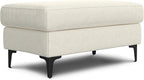 SIMPLIHOME Ava Ottoman in 100% Recycled Polyester Tightly Woven Performance Fabric, Cream, 36-inch Wide, Mid-Century Modern Style Multipurpose Table or Footrest Ottoman, Assembled,for Living Room