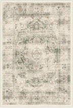 RUGGABLE Washable Vintage Area Rug – Sarrah Sage 4x6, Stain-Resistant, Non-Slip – Medium Machine Washable Rugs for Living Room, Bedroom, Hallway, Entryway & Office–with Cushioned Pad