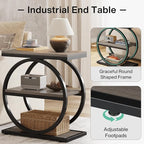 Tribesigns End Table, Narrow End Table with 3 Storage Shelves, Wood Side Table with Black Metal Frames, Industrial Small Sofa Side Table for Living Room, Grey Nightstand and Bedside Table for Bedroom