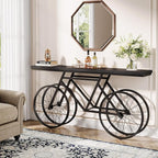 Tribesigns 70.9-Inch Extra Long Console Table, Narrow Sofa Table with Bicycle Metal Base, Modern Industrial Entryway Table Behind Couch Table for Living Room, Hallway, Entrance, Foyer, Black