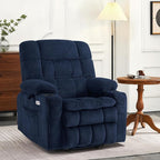 MCombo Dual Motor Power Lift Recliner Chair for Elderly, Lay Flat Lift Chair with Heat and Massage, Petite Lift Chair, Cup Holders, USB A&C Ports, Fabric 7893 (Small, Navy Blue)