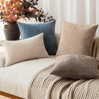 Foindtower Pack of 2 Soft Textured Chenille Throw Decorative Pillow Covers Square Accent Solid Cushion Cover Cozy Neutral Farmhouse Pillow Case for Couch Sofa Bedroom Living Room 18x18 Inch,Blue