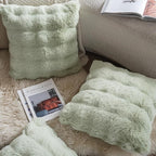 Neelvin Green Faux Fur Cozy Soft Double-Sided Decorative Throw Pillow Covers 12x20 inch Set of 2,Velvet Pillowcase Cushion Case for Sofa Couch