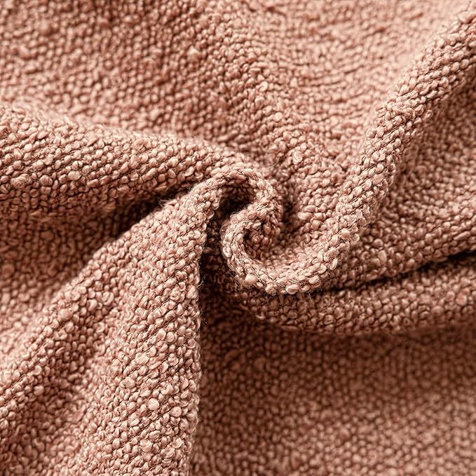 Foindtower Pack of 2, Decorative Textured Boucle Throw Pillow Covers Accent Solid Pillow Cases Cozy Soft Couch Cushion Case for Chair Sofa Bedroom Living Room Home Decor 22x22 Inch Dusty Orange Hazel