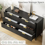LYNSOM Fluted Dresser and Nightstand Sets 2 Piece, 2-Drawer Nightstands and 6-Drawers Dresser, Wood Bedroom Furniture Set for Home, Bedroom, Hallway, Black