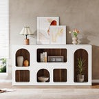 Tribesigns 59" White Console Table, Modern Entryway Table, Wooden Storage Organizer Entrance Table with 6 Compartments, Long Sofa Table, Behind Couch Table with Storage for Living Room, Hallway, Foyer