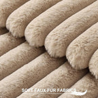 Pallene Faux Fur Plush Throw Pillow Covers 20x20 Set of 2, Luxury Soft Fluffy Striped Decorative Pillow Covers for Sofa, Couch, Living Room, Khaki