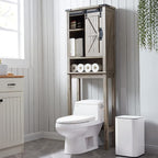 RedLemon Farmhouse Over The Toilet Storage Cabinet Set of 2, 68" Tall with Sliding Barn Doors & Adjustable Shelves, Rustic Above Toilet Storage Cabinet, Light Rustic Oak
