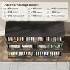 54'' Wide 7 Drawers Dresser for Bedroom,Modern Fluted Vertical Chest with Rounded Corners,Fluted Dresser for Living Room,Hallway, Black