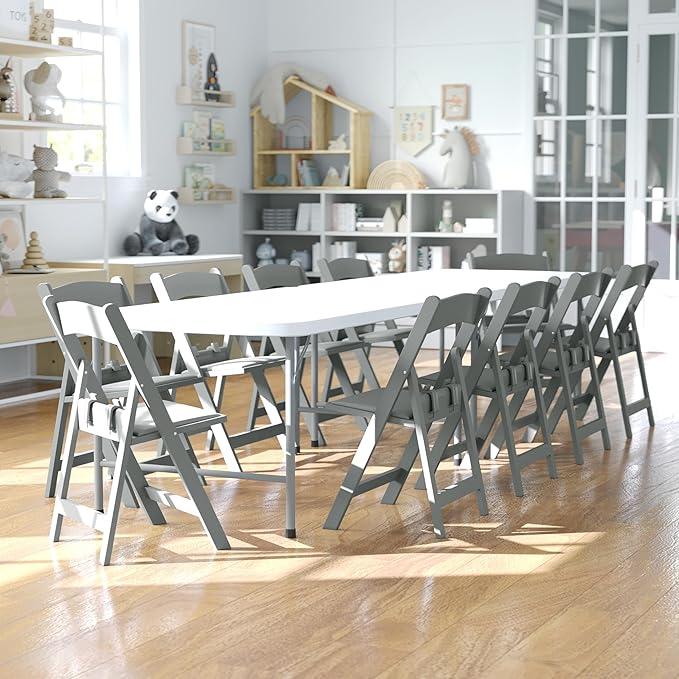 Flash Furniture Hercules Set of 10 Kids Gray Resin Folding Chair with Gray Vinyl Padded Seat
