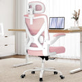 Pink Ergonomic Office Chair: Mesh Desk Chair Comfy with Adjustable Lumbar Support 330lbs High Back Computer Gaming Chair - Big and Tall Office Chairs with Headrest - Adults Home Office