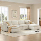 CHITA 147" Oversized Cloud Couch, Modern Modular Sectional Sofa Set for Living Room, 6 Seater U Shaped Sectional Couch, Cream