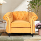 Velvet Sofa Couches Set, 3-Piece Mid Century Modern Upholstered Couch with Cushions, Home Sofa Sectional Furniture Sets, Comfy Tufted Chesterfield Couches for Living Room, Bedroom, Office