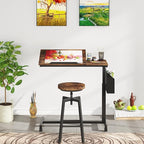 Tribesigns Height Adjustable C Shaped End Table with Wheels and Side Pocket, Mobile Sofa Snack Table with Tiltable Drawing Board, Laptop Side Tray Table for Couch Bed (Rustic Brown)