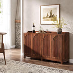 Tribesigns 57" Buffet Cabinet with Storage, Walnut Farmhouse Sideboard Cabinet with Doors & Shelves, Freestanding Wooden Accent Sideboard for Dining Room, Kitchen, Living Room