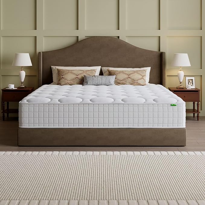 Queen Mattress, 12 Inch Hybrid Memory Foam Mattress in a Box, Cooling Gel for Pressure Relief & Back Pain Support, CertiPUR-US Certified, Medium Firm Bed, Fiberglass Free, Breathable Comfort Sleep