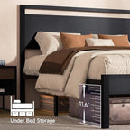 Z-hom Upgraded Full Size Bed Frame, Heavy Duty Metal Sturdy Full Bed Frame with Modern Wood Headboard & Footboard, Stable Platform Bed Furniture Bed Storage, No Noise, No Box Springs, Black