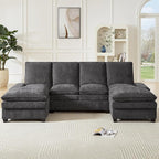 ONBRILL 108" Modular Sectional Sofa,U Shaped Sectional Couch with Movable Ottoman,Cloud Couches for Living Room,Bedroom and Apartment, Grey