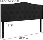 EMMA + OLIVER Tufted Upholstered Queen Size Headboard in Black Fabric
