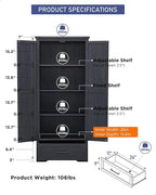 Farmhouse Kitchen Pantry Cabinet - 72" Tall Large Wood Kitchen Storage Cabinets with Adjustable Shelves & 2 Barn Doors & Drawer, Versatile Storage for Dining Room, Bathroom, Living Room, Antique Black