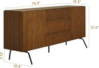 NTC Veil Large Sideboard with 2 Doors and 3 Drawers, Buffet Cabinet with Vertical Groove Design and Metal Legs, Storage Cabinet for Living Room, and Entryway, Effortless Assembly - Rustic Oak