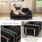 80" Loveseat Sofa Cloud Modular Sectional Couch,Deep Love Seat Couch with Armrests Wooden Legs,2 Seater Comfy Thicked Cushion Upholstered Sofa for Living Room Bedroom,Black