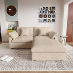 JACH Sectional Couches for Living Room, Cloud Sectional Couch with Deep Seat, Love Seat Modular Sofa with Chaise Ottoman, Covers Removeable & Washable, Sofas Furniture for Living Room, Khaki