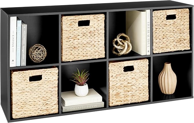 Best Choice Products 8-Cube Storage Organizer, 11in Shelf Opening, Bookcase, Display Shelf, Customizable w/ 3 Removable Back Panels – Black