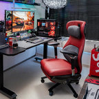EMIAH Ergonomic Office Chair with Foot Rest Electric Reclining Office Chair with Adjustable Headrest, 8D Coordinated Armrests High Back Computer Chair with Lumbar Support（Red）