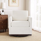 UIXE Swivel Accent Chair, Chenille Upholstered Armchair Comfy Club Chair for Living Room, Mid Century Modern Arm Chair Single Sofa Nook Bedroom Side Reading Seat - Beige