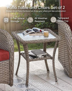 HUMMUH Wicker Patio Furniture Set-All Weather Rattan Patio Sofa Set with Swivel Rocker Chairs Outdoor Conversation Set for Deck Lawn Porch Balcony Poolside-Grey/Red