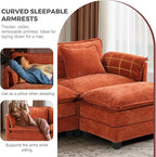 ELUCHANG 153" U Shaped Modular Sectional Cloud Couch with Pillow, Deep Seat Sofa Couches for Living Room, 6-Seat Modern Sofa with Movable Ottoman, Chenille Terracotta