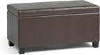 SIMPLIHOME Dover 36 inch Wide Contemporary Rectangle Storage Ottoman Bench in Chocolate Brown Vegan Faux Leather, Assembled, For the Living Room, Entryway and Family Room