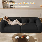 120'' Oversized Sectional Couches for Living Room Boneless Modular Sectional Sofa Plush Chenille Cloud Modular Couch Modern Sectionals with Deep Seat, No Assembly Required, 4 Seater, Black