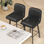 Swivel Bar Stools, 30''H Upholstered Barstools with Backs, Modern Counter Height Bar Stool Chairs for Kitchen Island, Metal Legs (Black- Faux Leather, Set of 2-30" H)