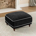 35" Square Ottoman for Modular Couch Sectional Sofa,Movable Footstool with Wooden Legs for Living Room Bedroom,Comfy Thicked Cushion Upholstered Foot Rest,Black