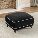 35" Square Ottoman for Modular Couch Sectional Sofa,Movable Footstool with Wooden Legs for Living Room Bedroom,Comfy Thicked Cushion Upholstered Foot Rest,Black