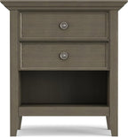 SIMPLIHOME Amherst SOLID WOOD 24 Inch Wide Traditional Bedside Nightstand Table in Farmhouse Grey, For the Living Room and Bedroom