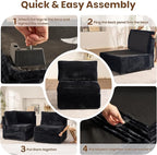 32.7'' Middle Seat for Modular Sectional Sofa, Deep Seat Upholstered Armless Chair Sleeper Sofas, L/U/V Shaped Plush Corduroy Cloud Couch for Living Room Apartment, Black