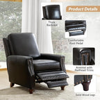 HULALA HOME Genuine Leather Recliner Chair Set of 2, Push Back Recliner Armchair with Thick Seat and Backrest(Black)