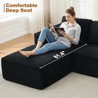 106" Cloud Modular Sectional Sofa Couch with L-Shape Chaise,Modern Boneless Sectional Couch with Deep Seat,Upholstered Couches for Living Room Bedroom,No Assembly Required,Black