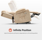 MCombo Medium Triple Motor Power Lift Recliner Chair with Massage and Heat for Elderly People, Adjustable Headrest, Infinite Position, USB Ports, Fabric 7661 (Beige, Medium)