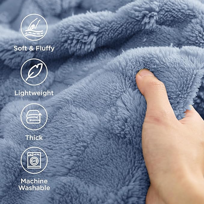Bedsure GentleSoft California King Blanket for Bed - Super Soft Cozy Blankets for Women Men Girls, Large Fuzzy Fleece Throw for Bedroom Decor, Ashley Blue, 102x96 Inches