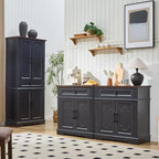 71" Black Tall Pantry Cabinet with Drawer and Adjustable Shelves, Modern Storage Cabinet with Doors, Kitchen Buffet Cabinet, Food Pantry Storage Cabinet, Coffee Bar, Living Room and Dining Room