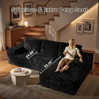 114" Glitter Cloud Sectional Couch with L-Shape Chaise, Modern Boneless Couches for Living Room, Fluffy Tufted Deep Seat Modular Sofa in a Box No Assembly
