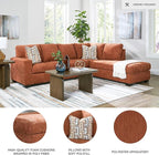 Signature Design by Ashley Aviemore Casual L-Shaped 2-Piece Sectional with Chaise for Living Room, Orange