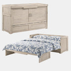 NIGHT & DAY Furniture Murphy Cube Cabinet Bed Pre-Assembled (Antique White, Queen)